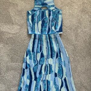 Sea New York Blue Patterned Midi Skirt